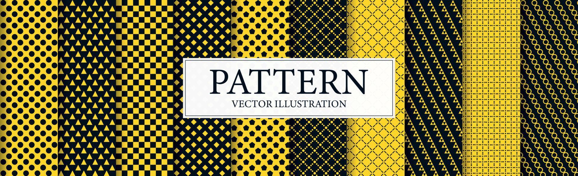 Panoramic patterns 8 pcs set black yellow - Vector