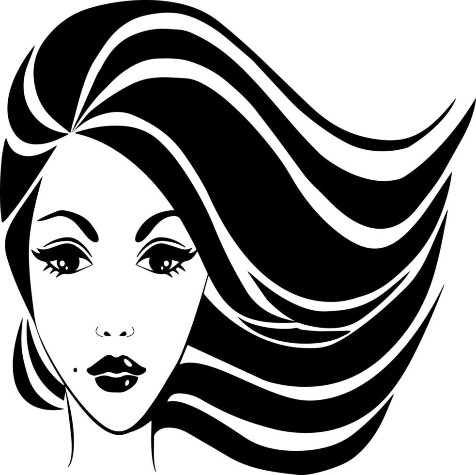 Illustration of a female face. Vector graphics.