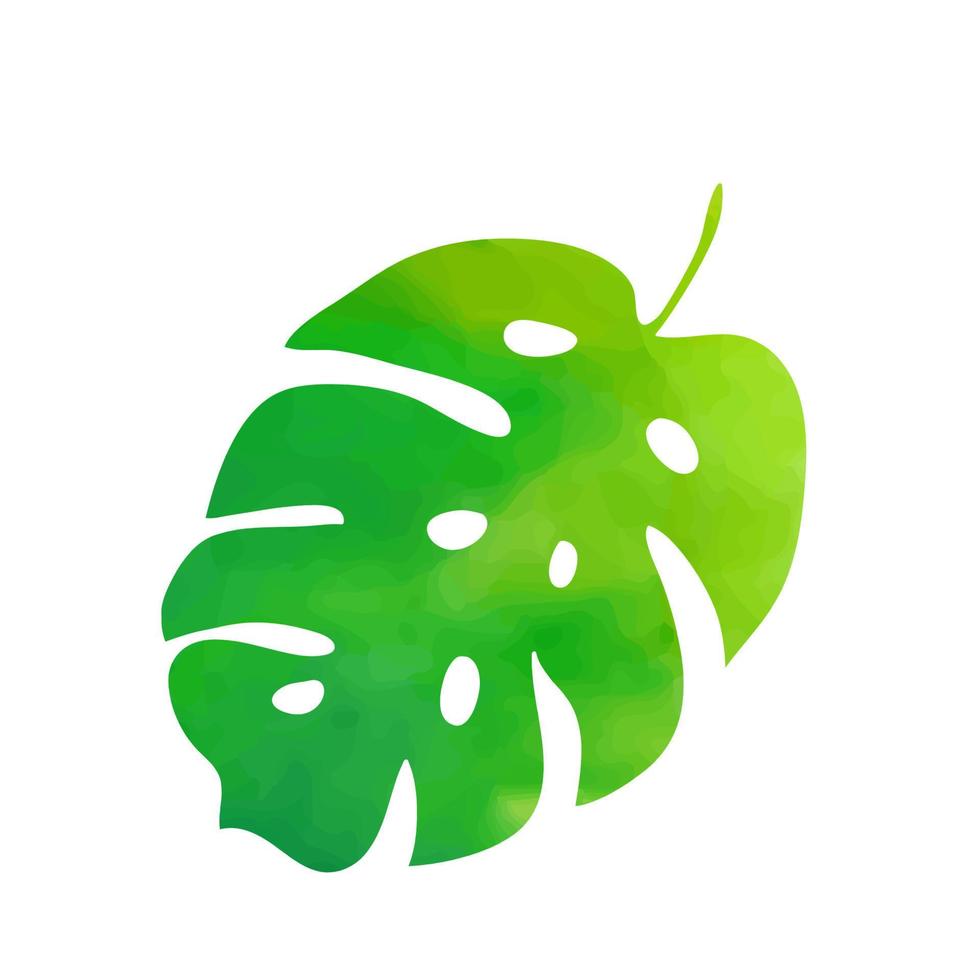 Green watercolor palm leaf. vector