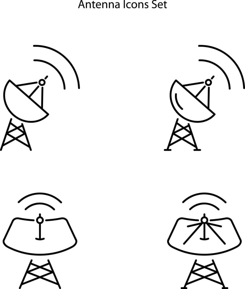 antenna icons set isolated on white background. antenna icon thin line outline linear antenna symbol for logo, web, app, UI. antenna icon simple sign. icon flat vector illustration.