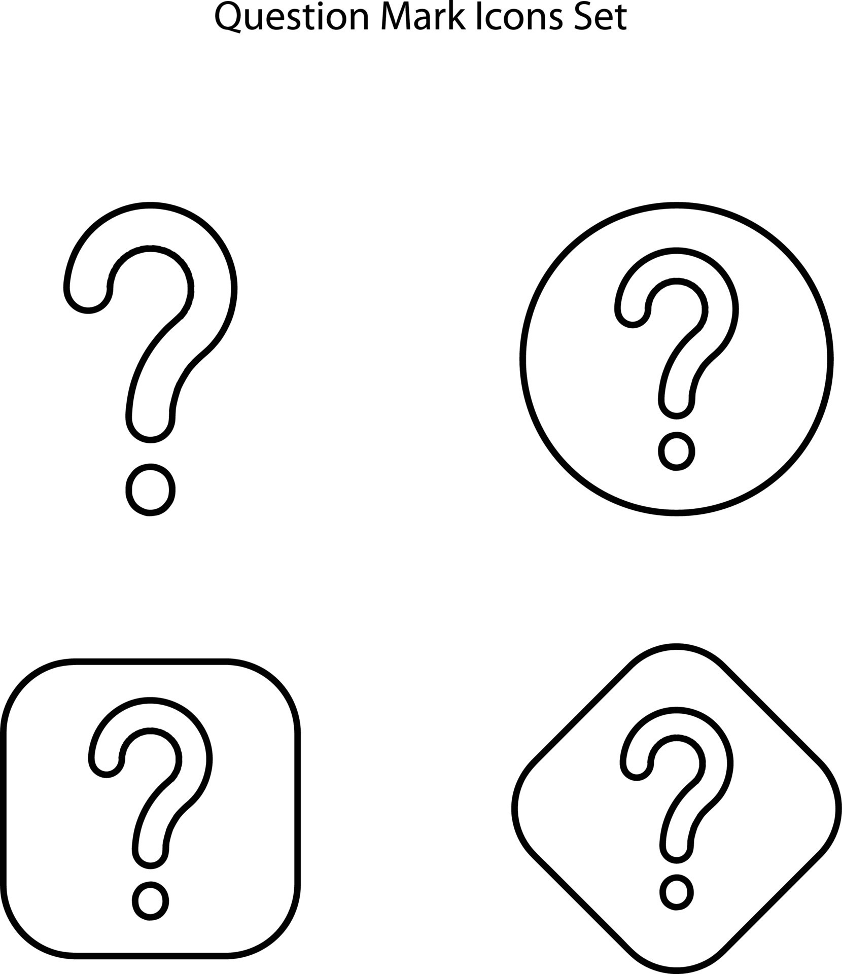 question mark icons set isolated on white background. question mark