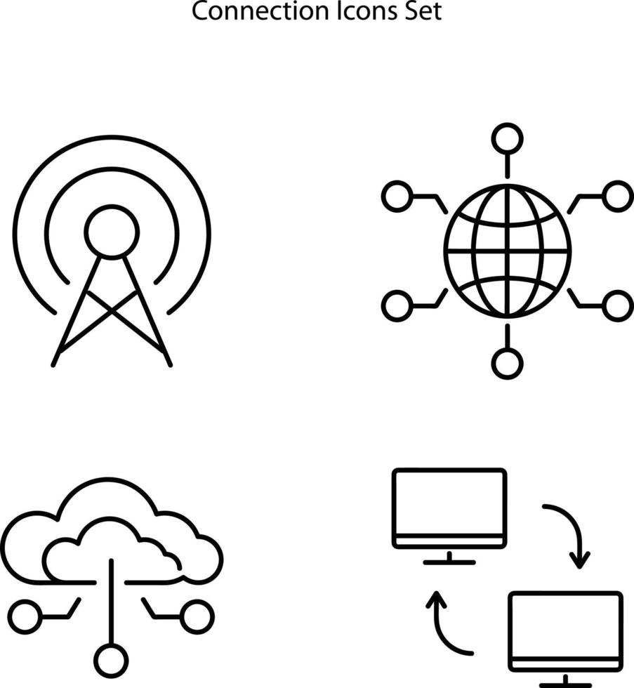 connection icons isolated on white background. connection icon thin line outline linear connection symbol for logo, web, app, UI. vector