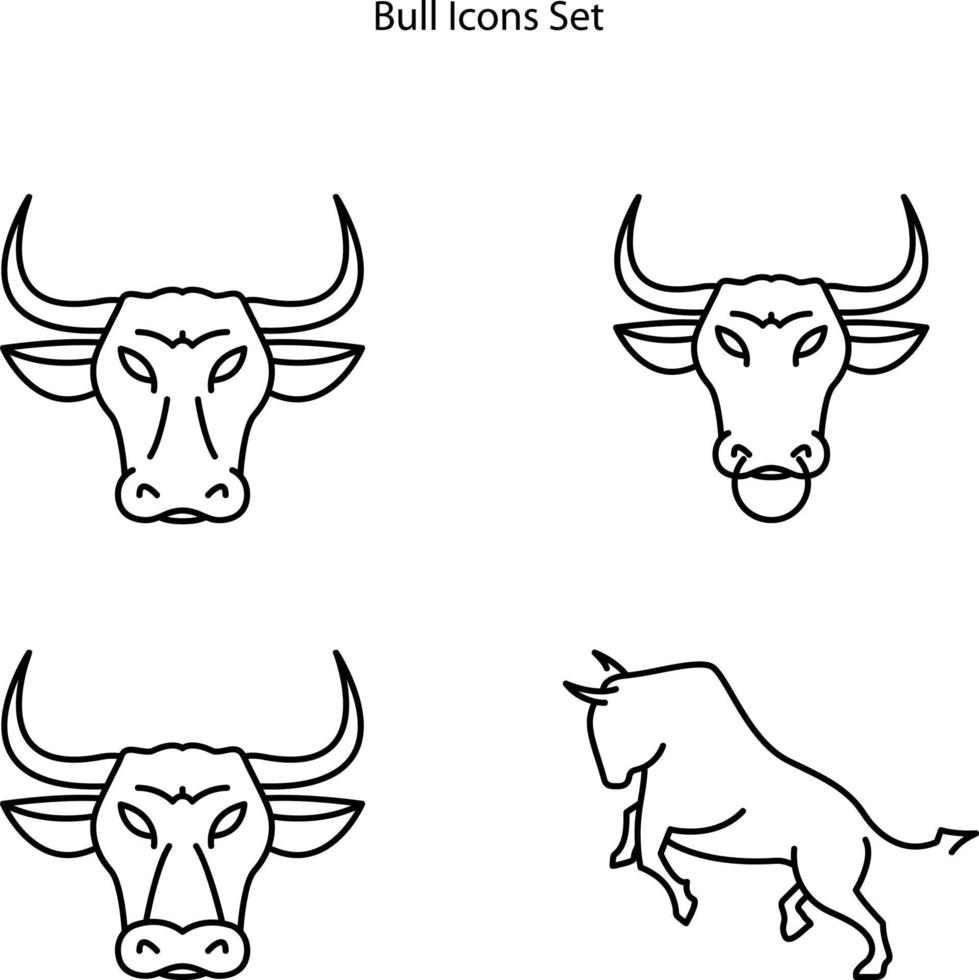 conjunto de iconos de toro aislado sobre fondo blanco. icono de toro contorno de línea delgada símbolo de toro lineal para logotipo, web, aplicación, ui. icono de toro signo simple. vector