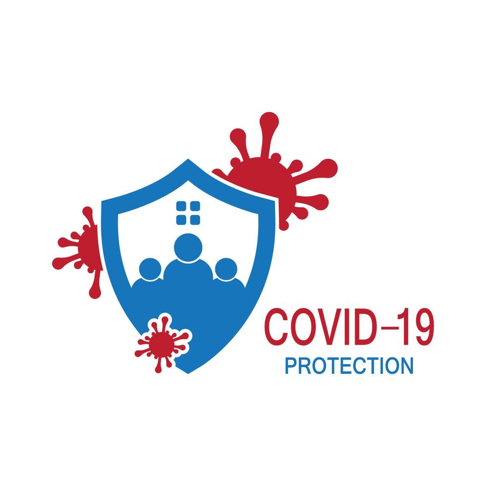 Ilustración de vector de logotipo de protección covid-19