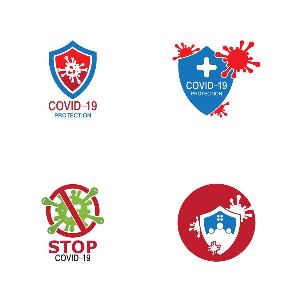 Ilustración de vector de logotipo de protección covid-19