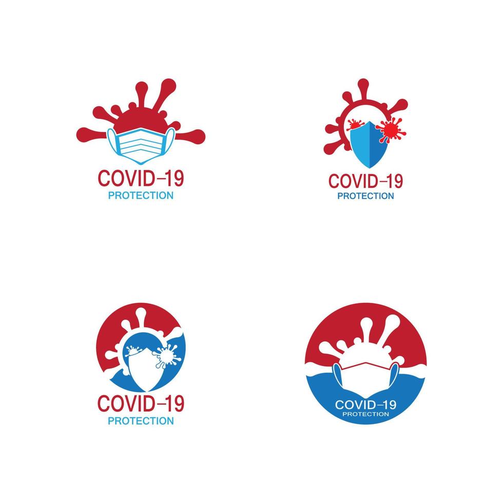 Ilustración de vector de logotipo de protección covid-19