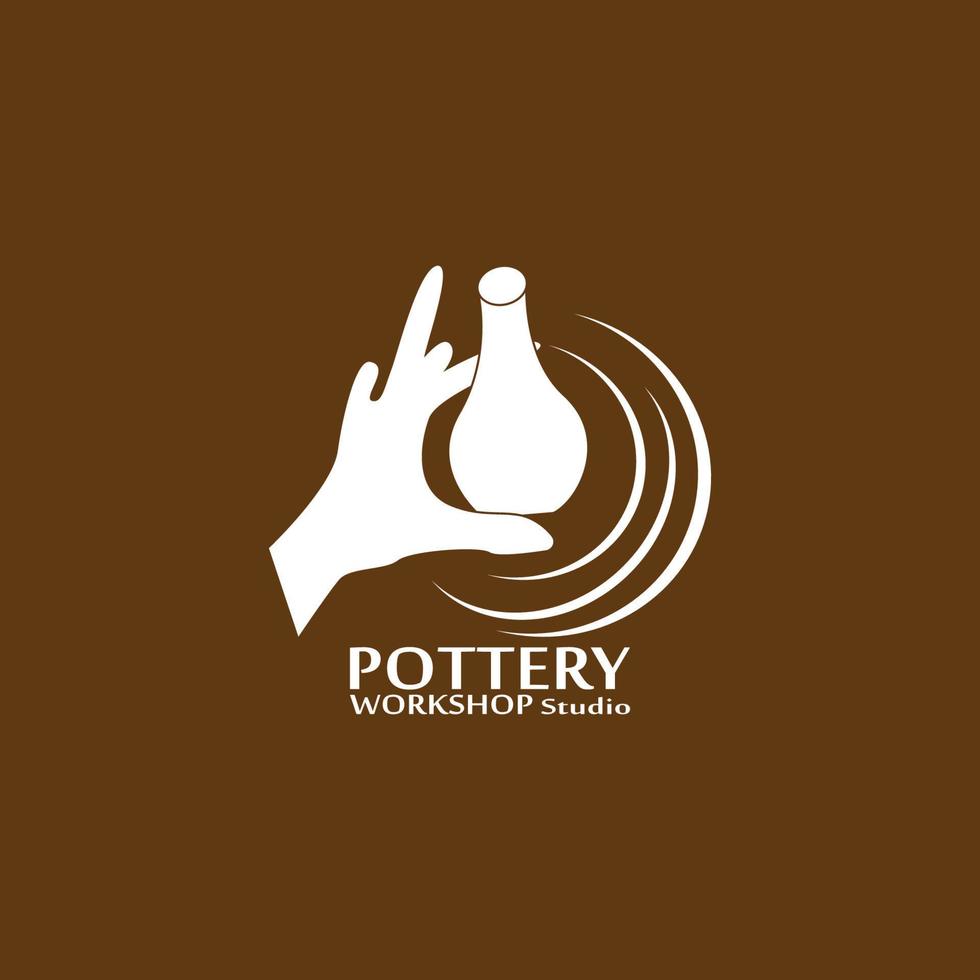 Pottery workshop studio logo vector template