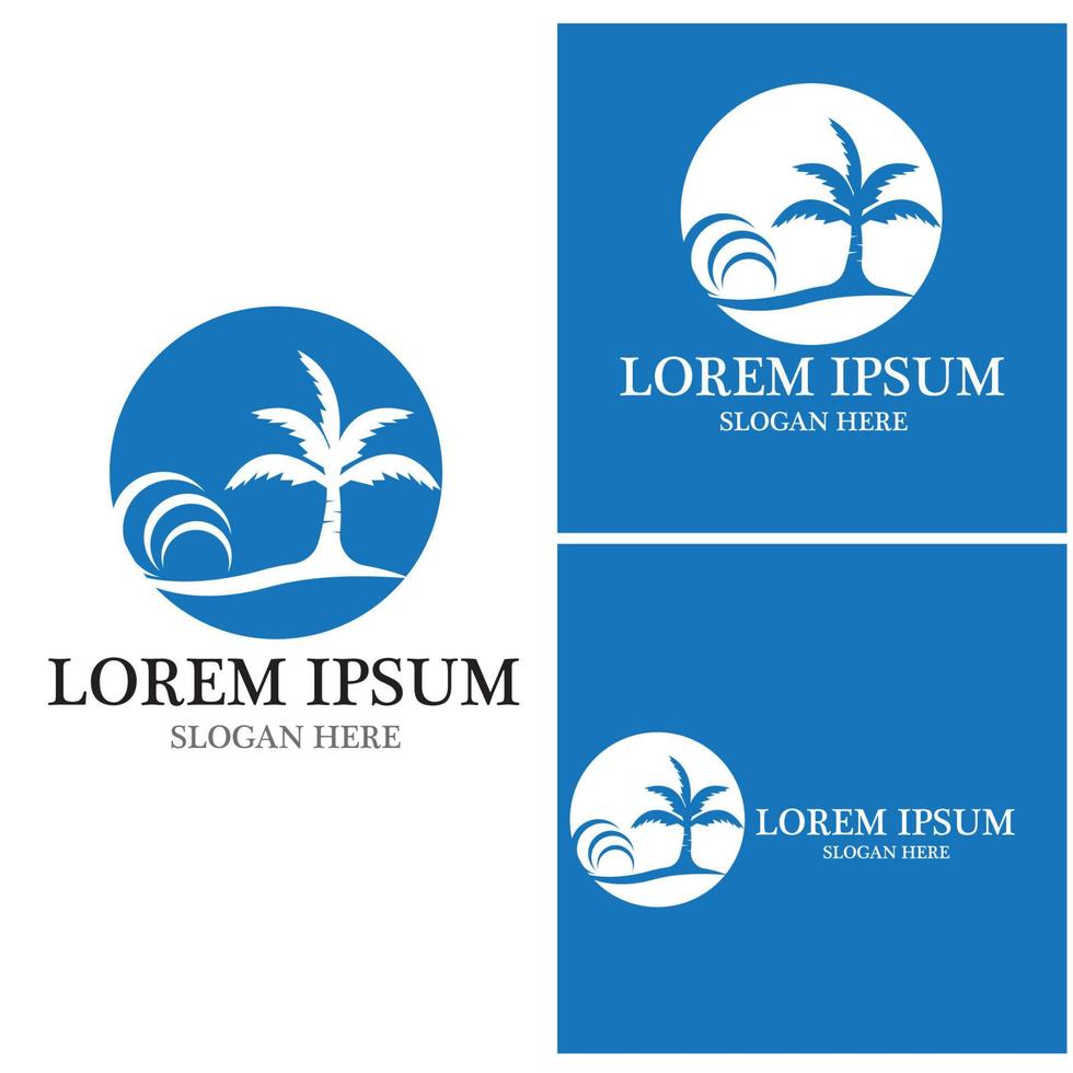 Palm tree summer logo template vector