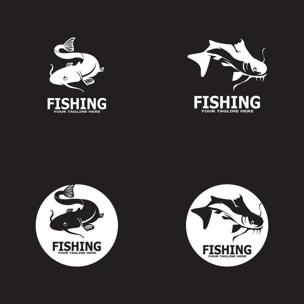 Ilustración de vector de plantilla de logotipo de icono y símbolo de pescado