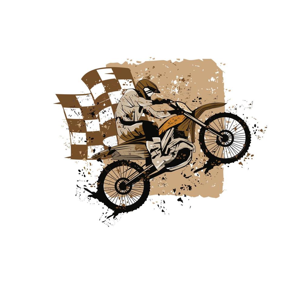 motor cross and flag vector