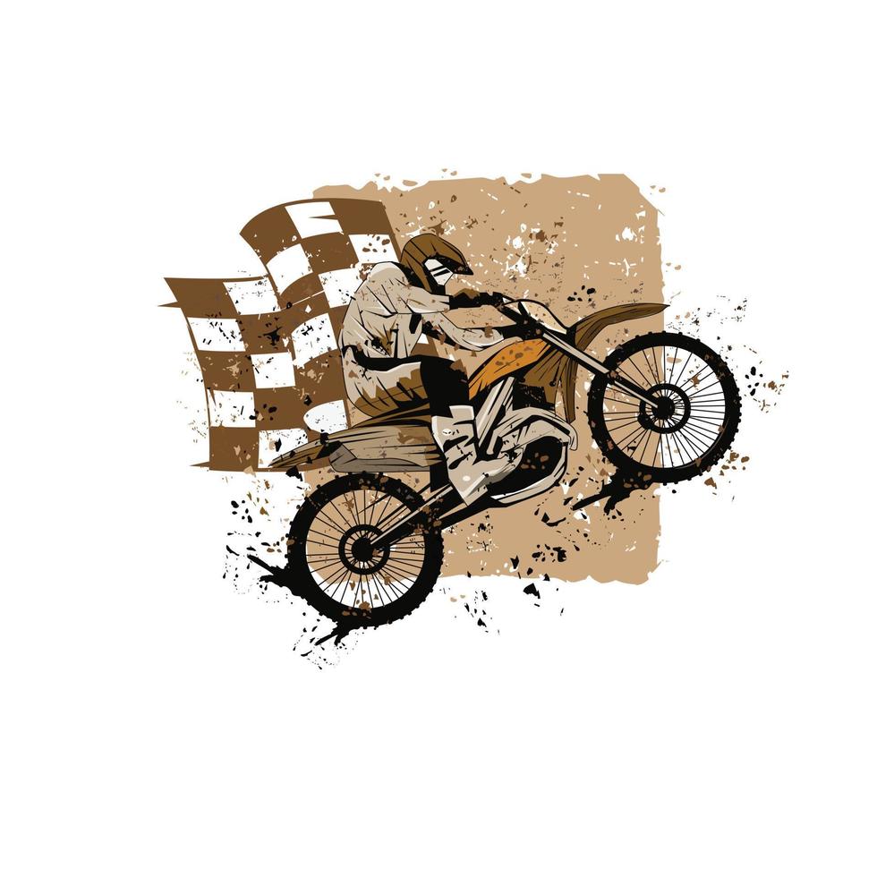 motocross corredor, monocromo color. concepto de deporte, extremo, carrera,  motocicleta. para pegatina, imprimir, etc. mano dibujado vector  ilustración. 20543301 Vector en Vecteezy