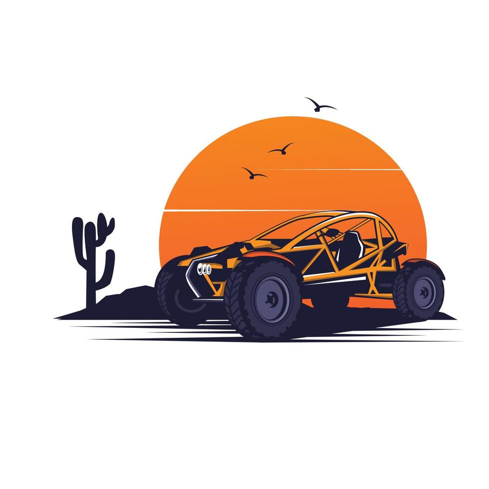 automobile on the desert vector