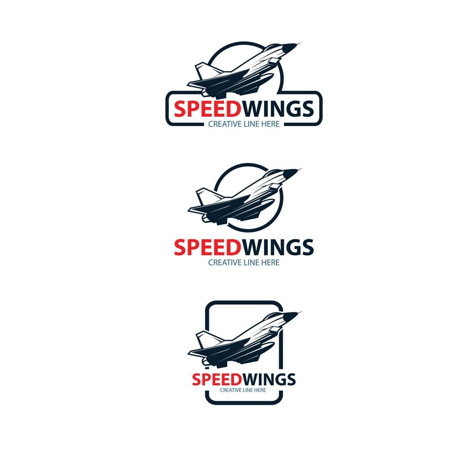 speed wings logo set vector