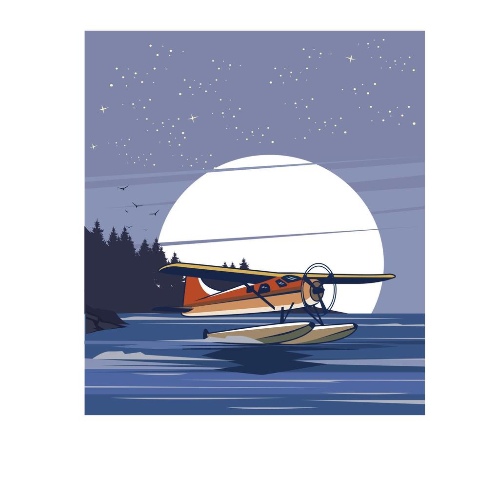 sea plane illustration vector