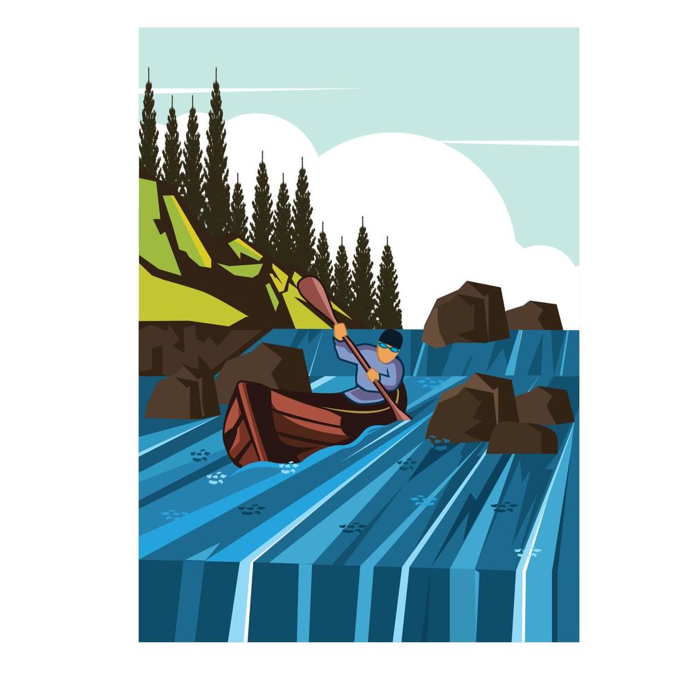 rafting sport illustration vector