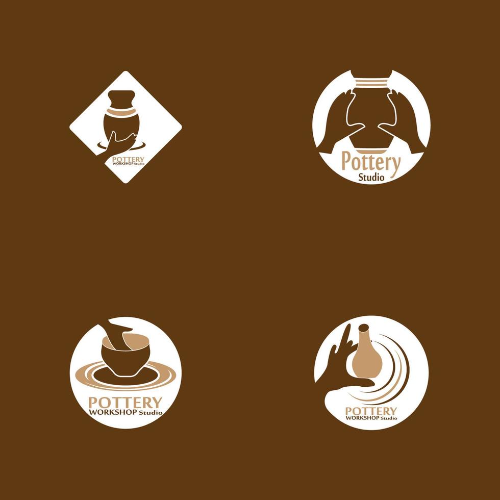 Pottery workshop studio logo vector template