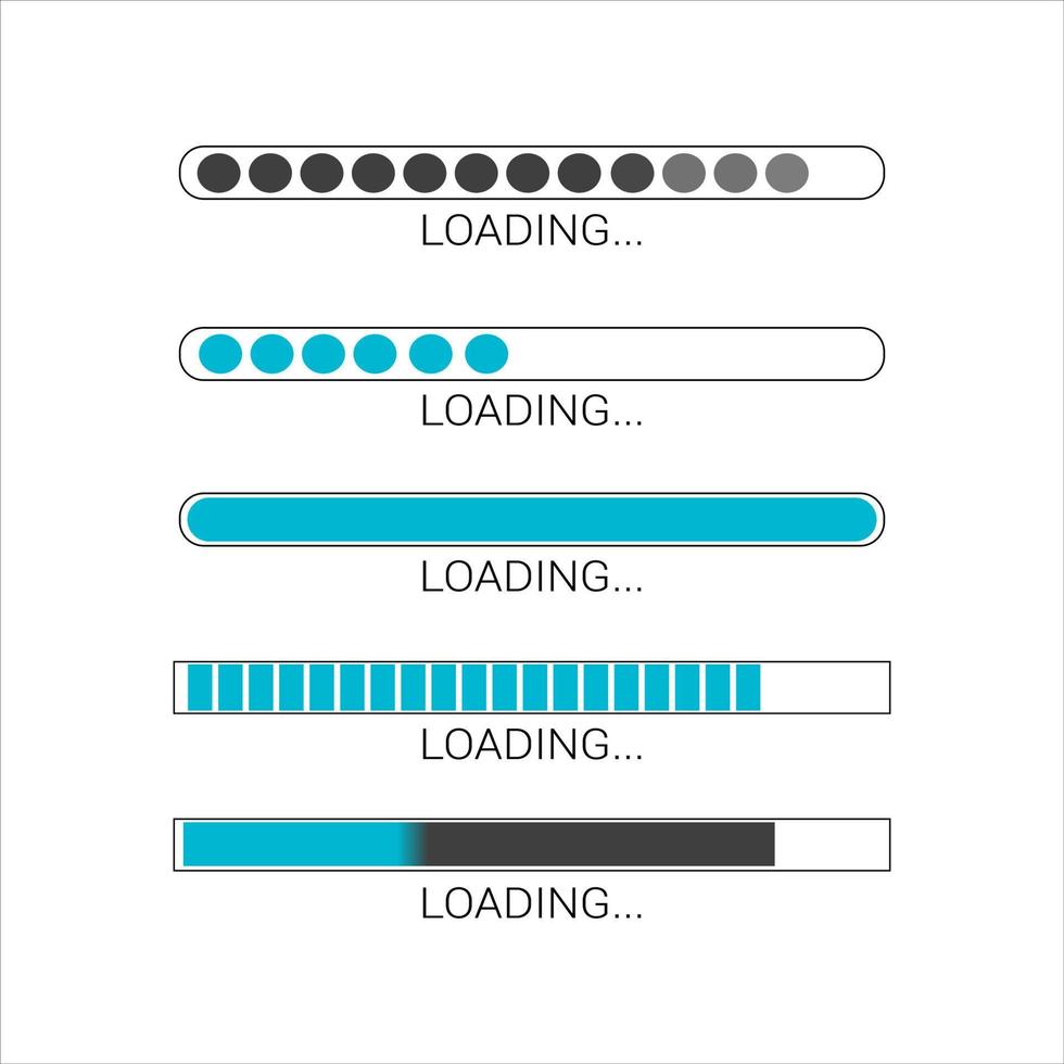 Iconos de progreso de la barra de carga, signo de carga ilustración vectorial EPS 10 vector