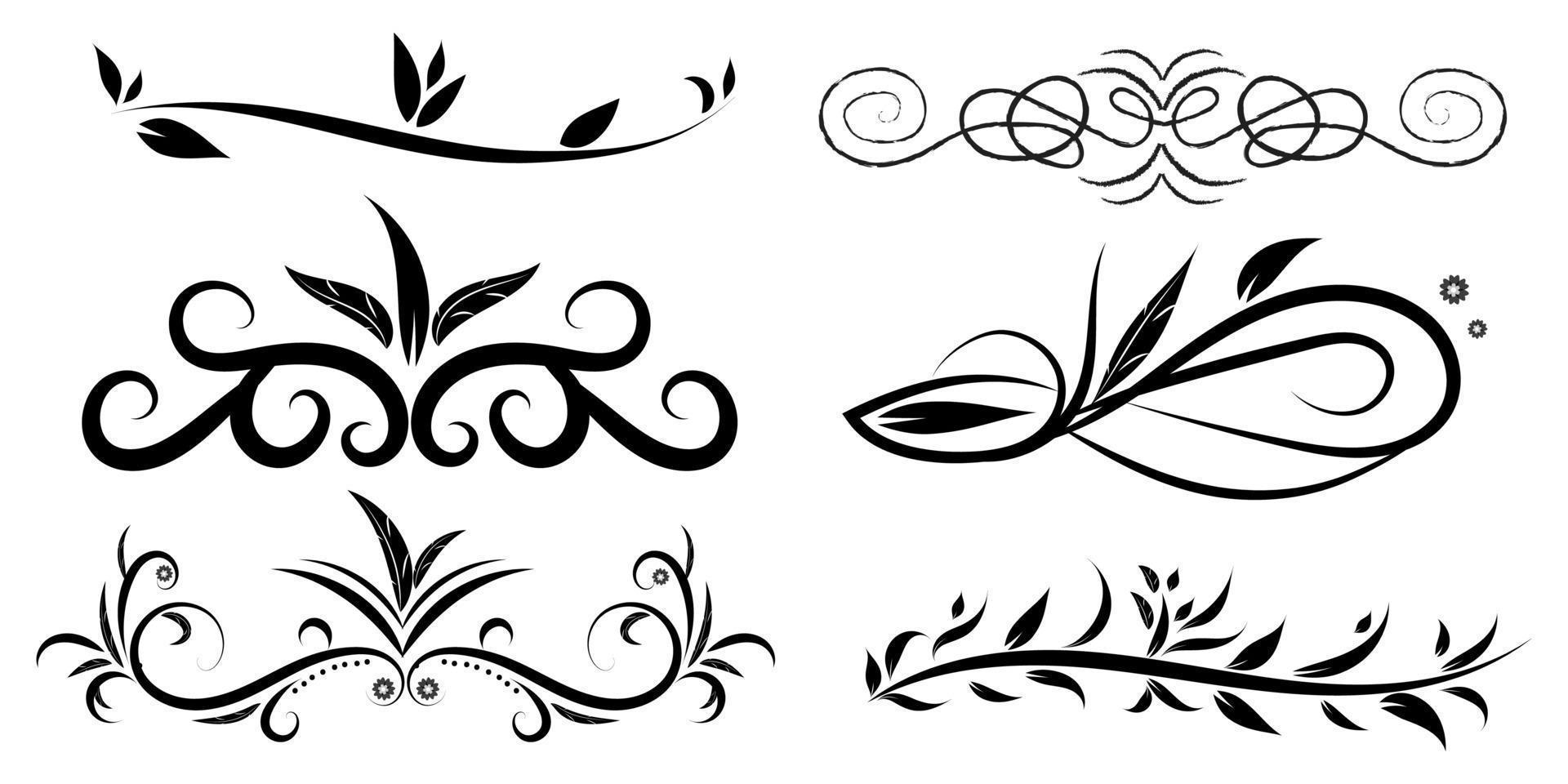 Collection of hand drawn decorative corner delimiters, template for greeting card, vector