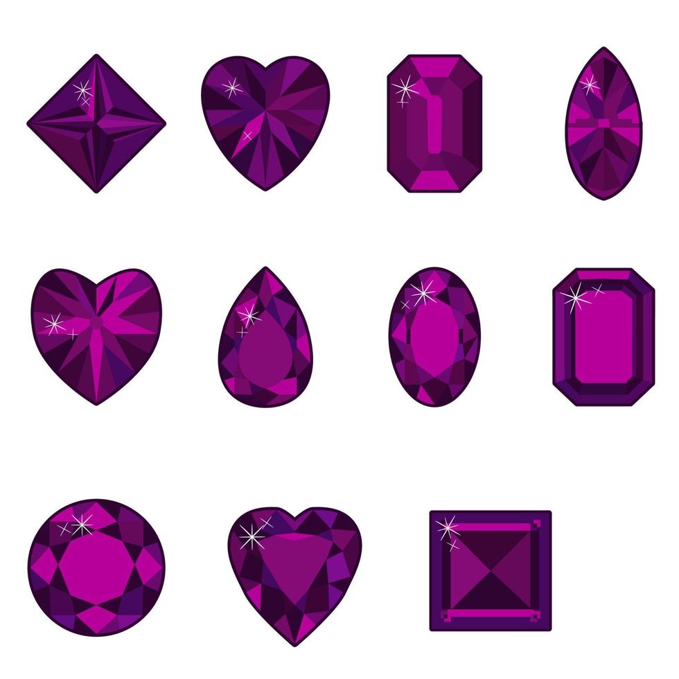 conjunto vectorial de diamantes de varias formas sobre un fondo blanco vector