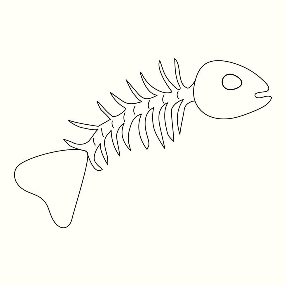 Simple skeleton fish drawing vector