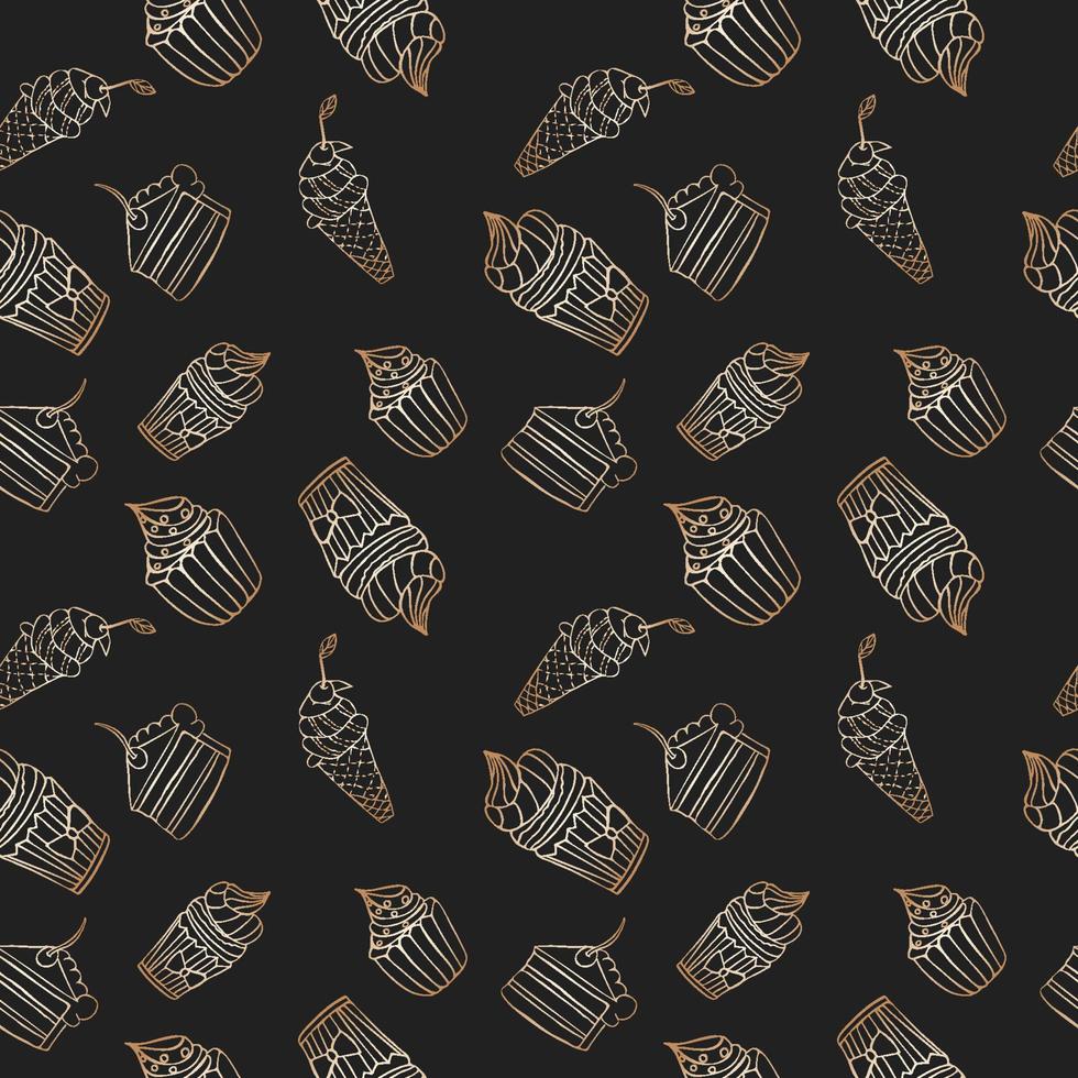 Seamless pattern with different sweet cakes, vector illustration