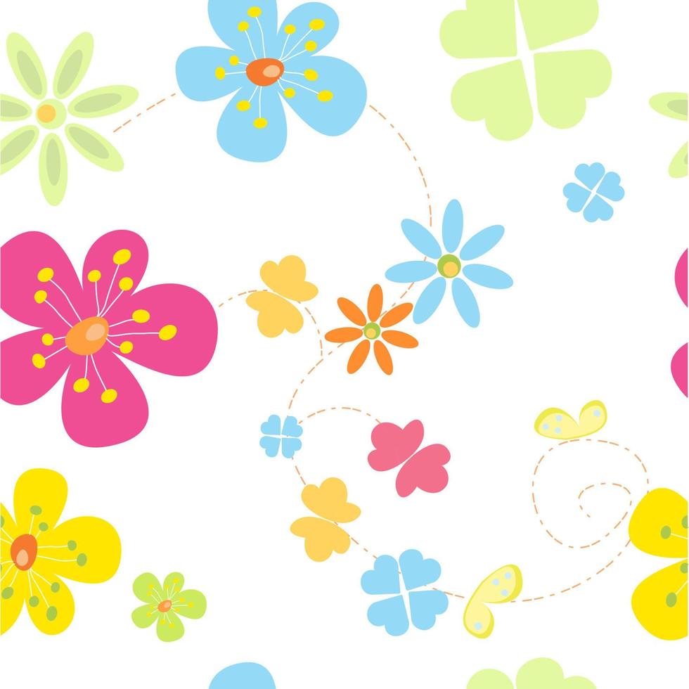 Seamless pattern of simple plant elements on a white background vector
