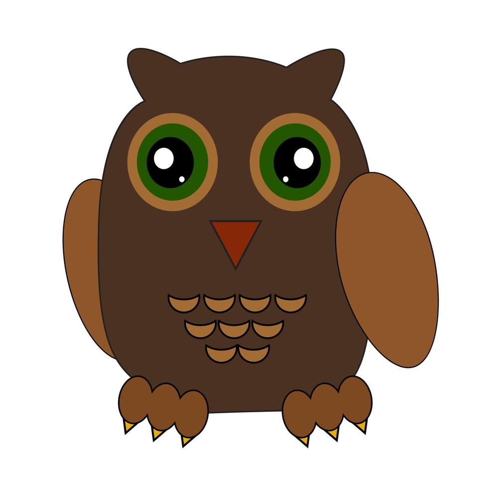 Illustration of a cartoon brown owl on a white background vector
