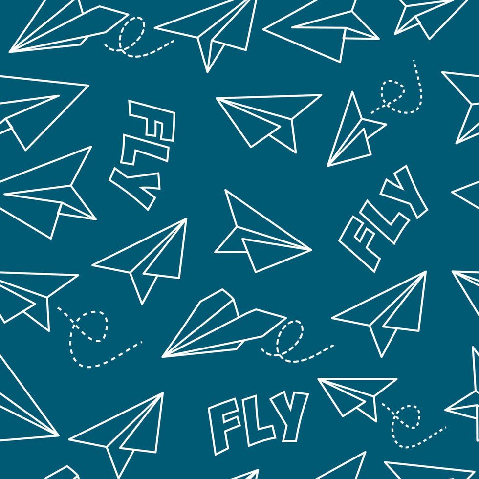 Seamless background with white small different airplanes vector