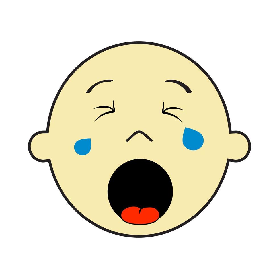 Cute baby boy with milk bottle. Vector illustration of a baby boy holding milk bottle and crying with bottle milk.
