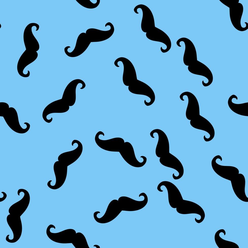 Seamless pattern in a mustache on blue background vector