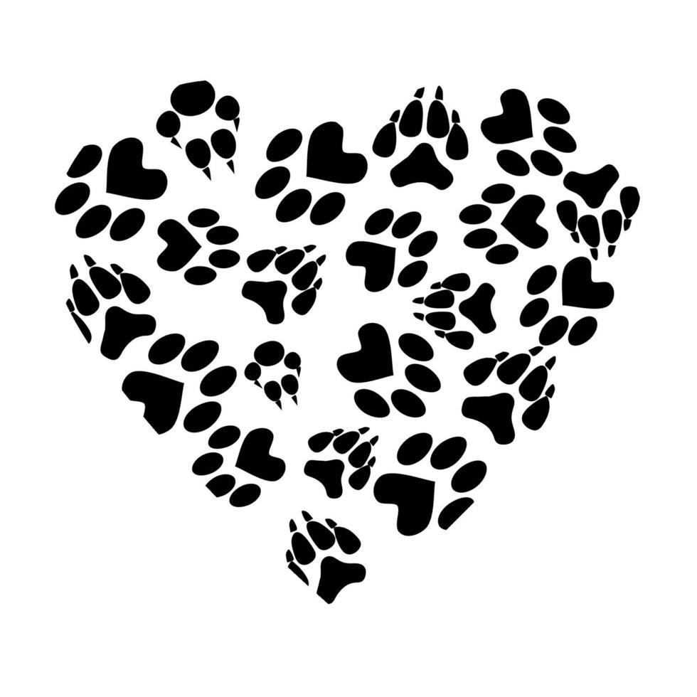 corazón abstracto de rastros de mascotas vector