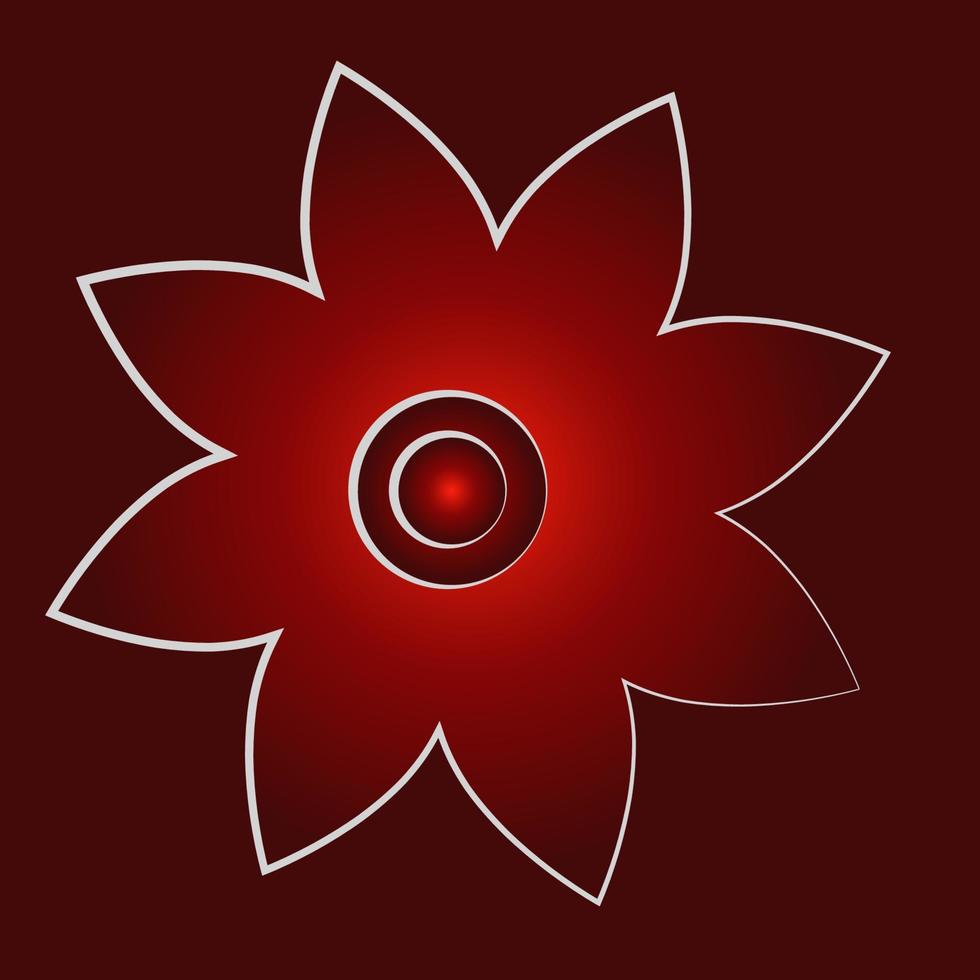 Illustration of a bright red flower with a silver stroke. EPS 10 vector