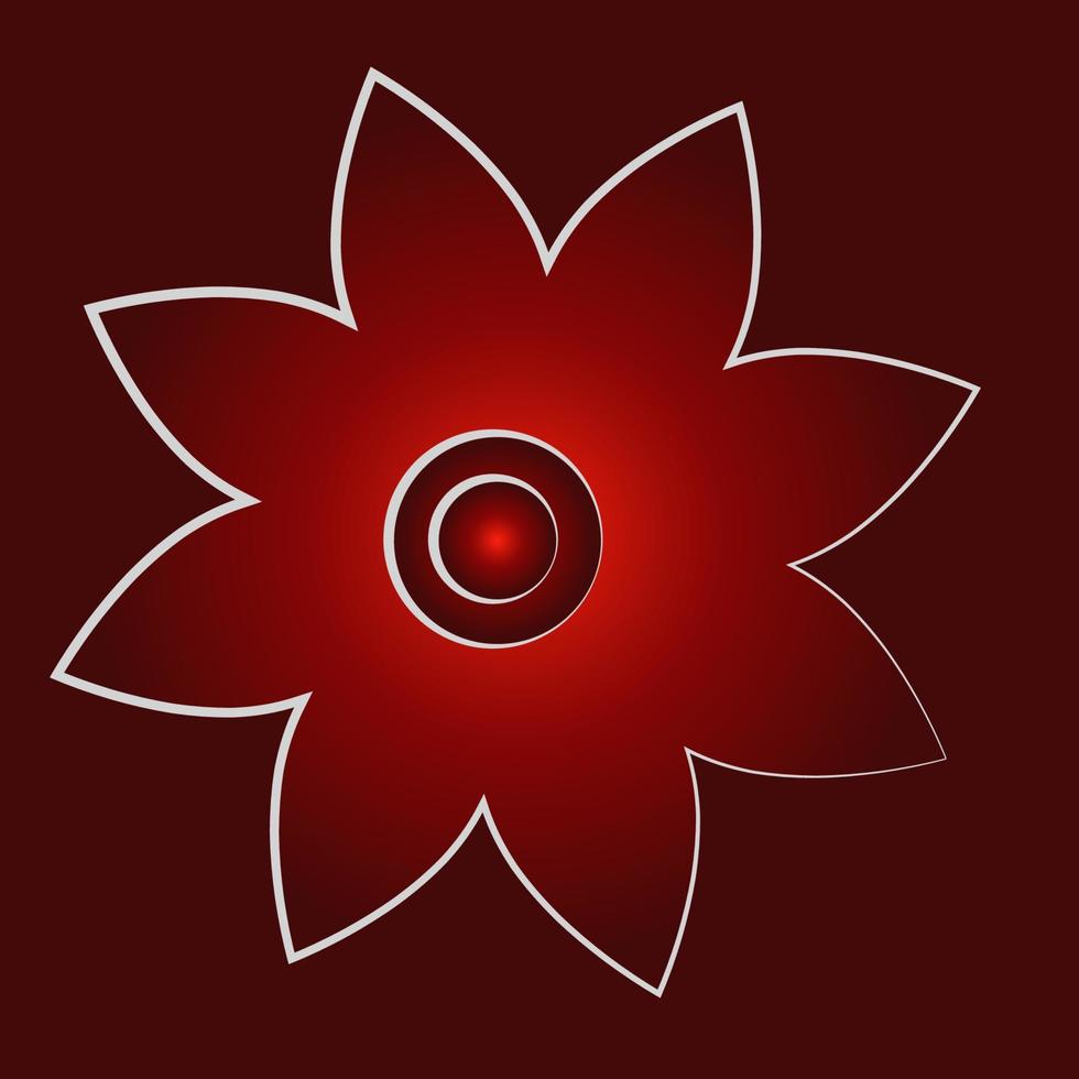 ilustración de una flor roja brillante con un trazo plateado. eps 10 vector