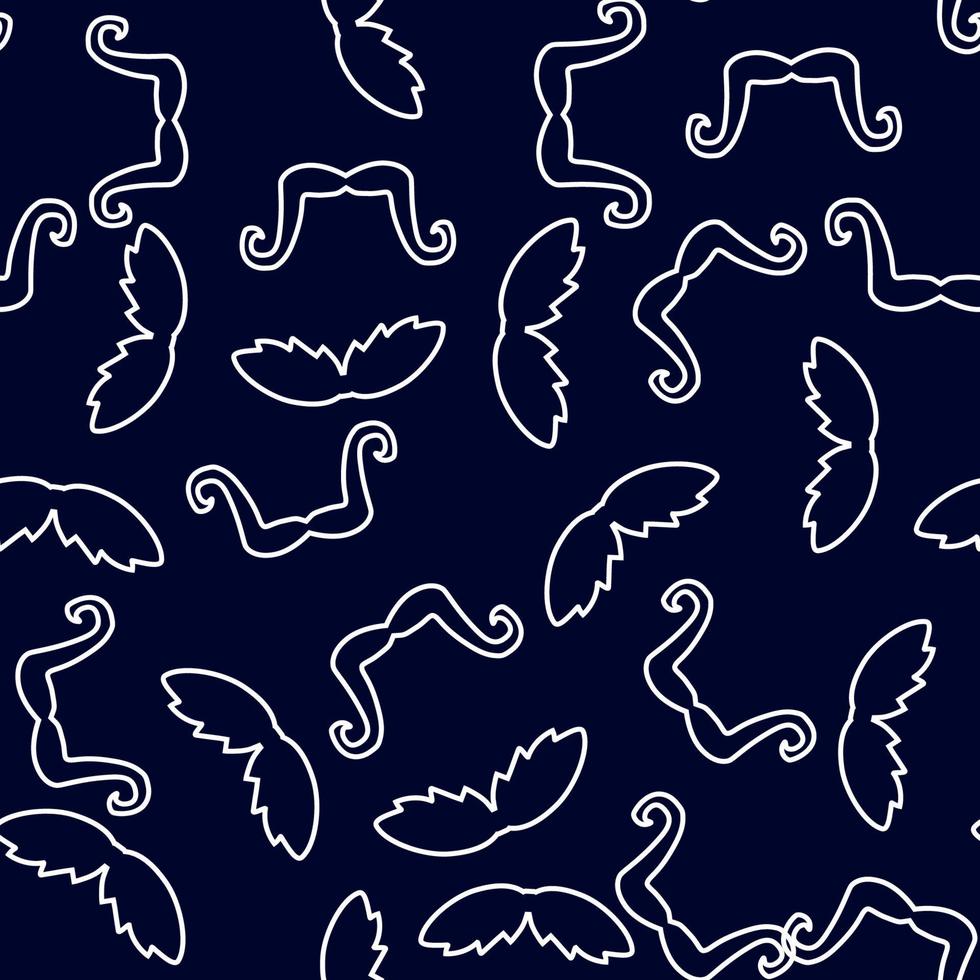 Seamless pattern in a mustache on dark background vector