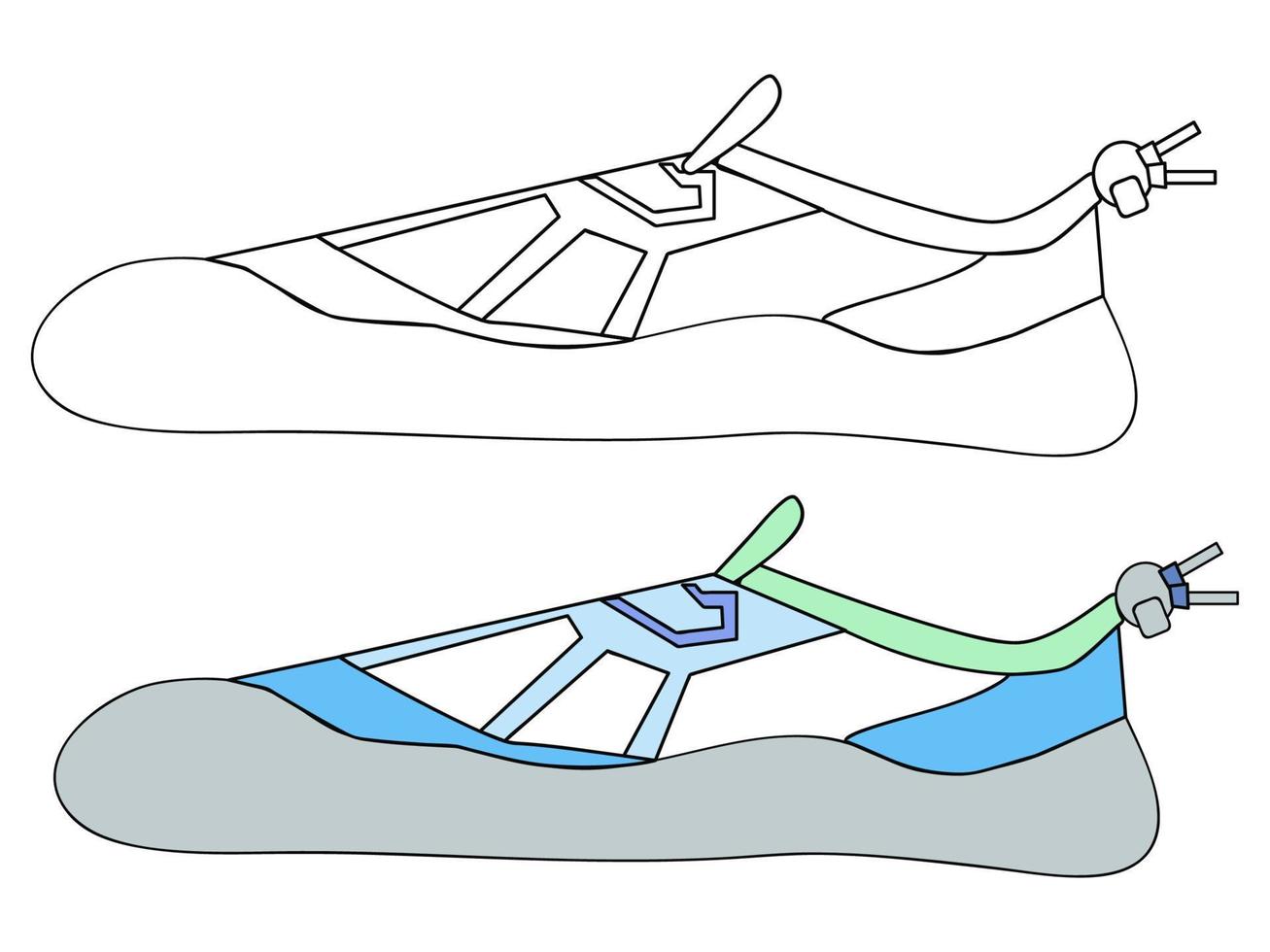 ilustración y boceto simple de modelo de zapatilla vector