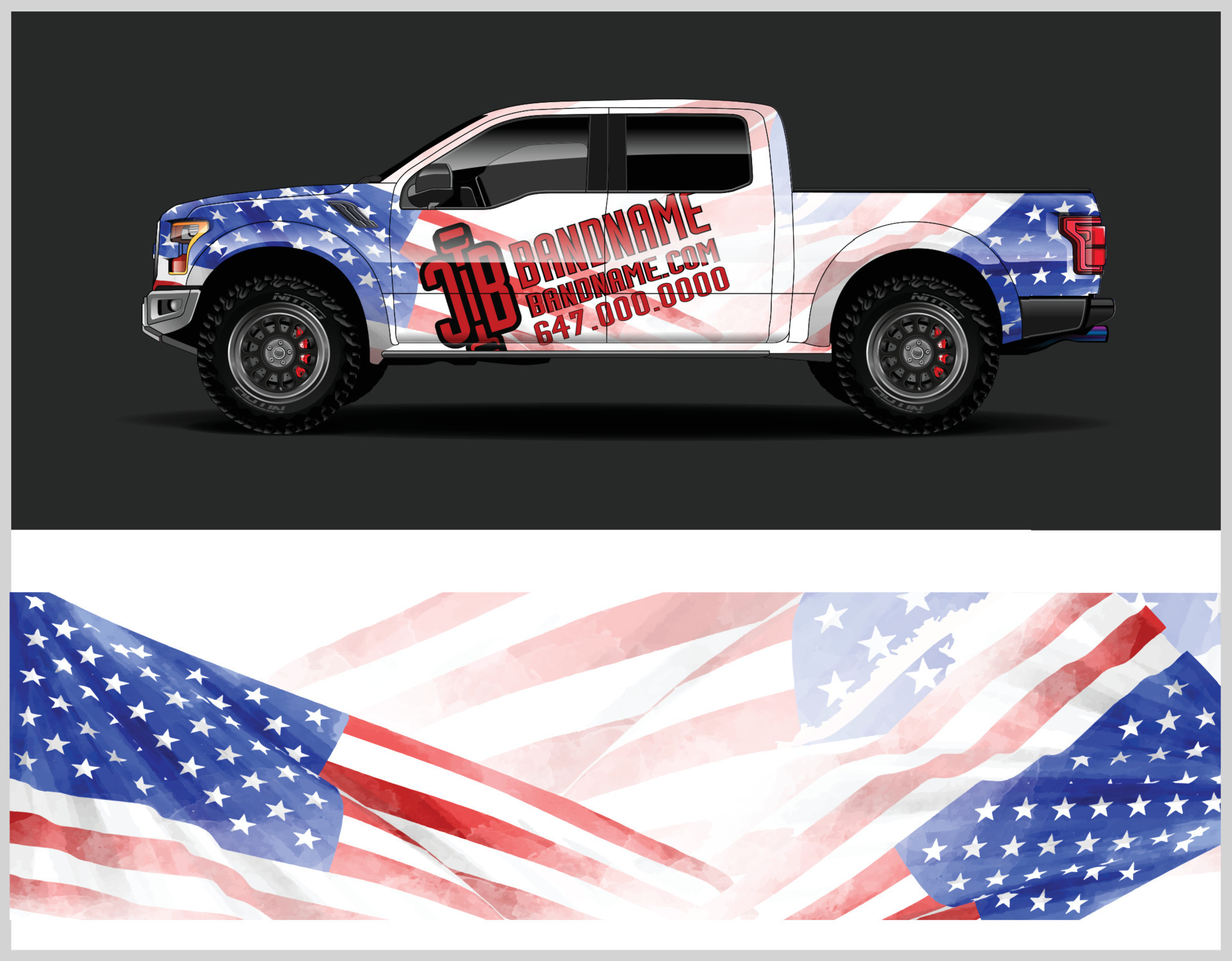 Us flag Truck Wrap Design for your Any Vehicles 7266066 Vector Art at