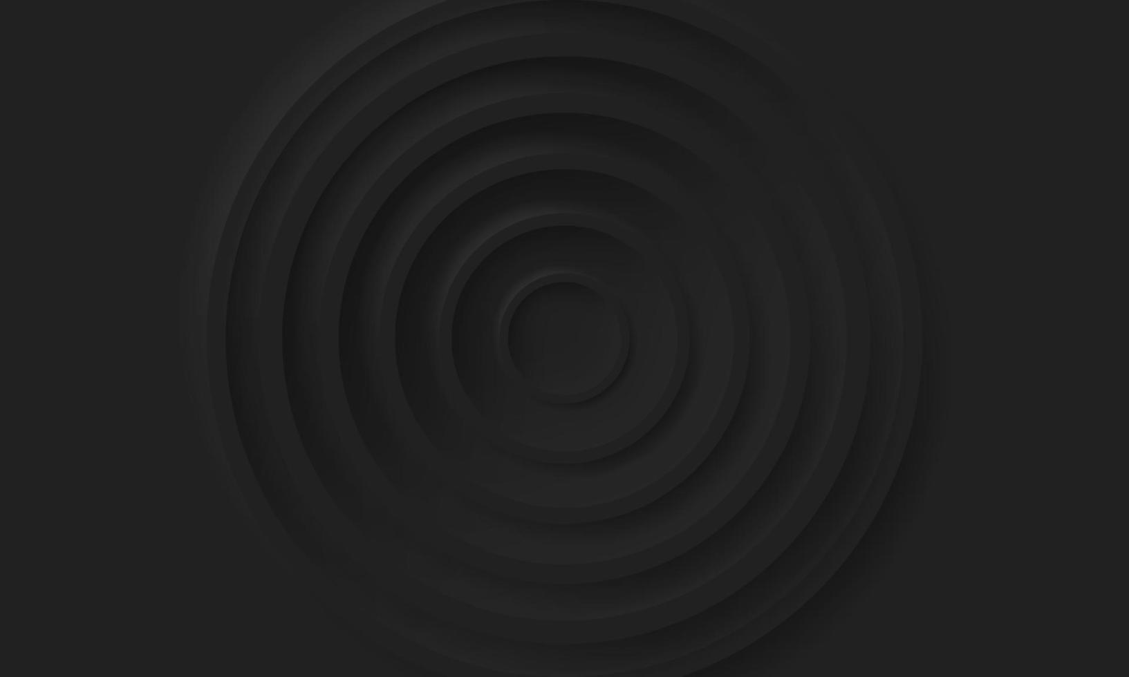 Black Minimal Style Neumorphism Website Banner. Futuristic Circle Background. Neumorphic UI UX Interface Design. Blank Concentric Minimalism Cover. Vector Illustration.