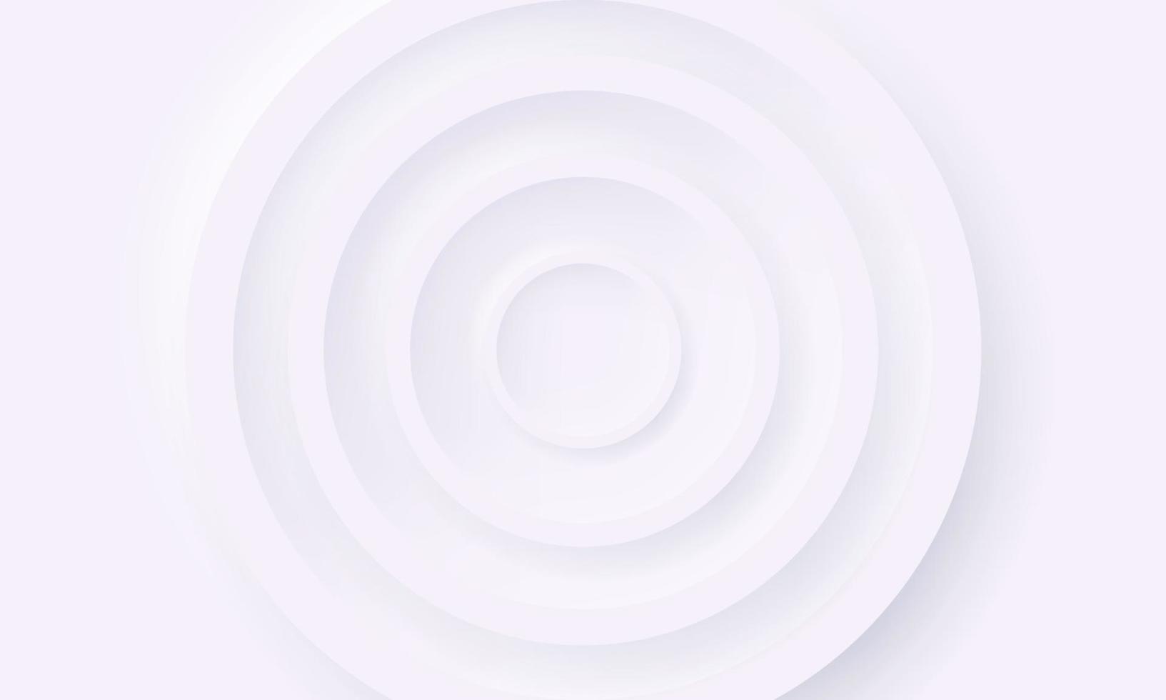 White Minimal Style Neumorphism Website Banner. Futuristic Circle Background. Neumorphic UI UX Interface Design. Blank Concentric Minimalism Cover. Vector Illustration.