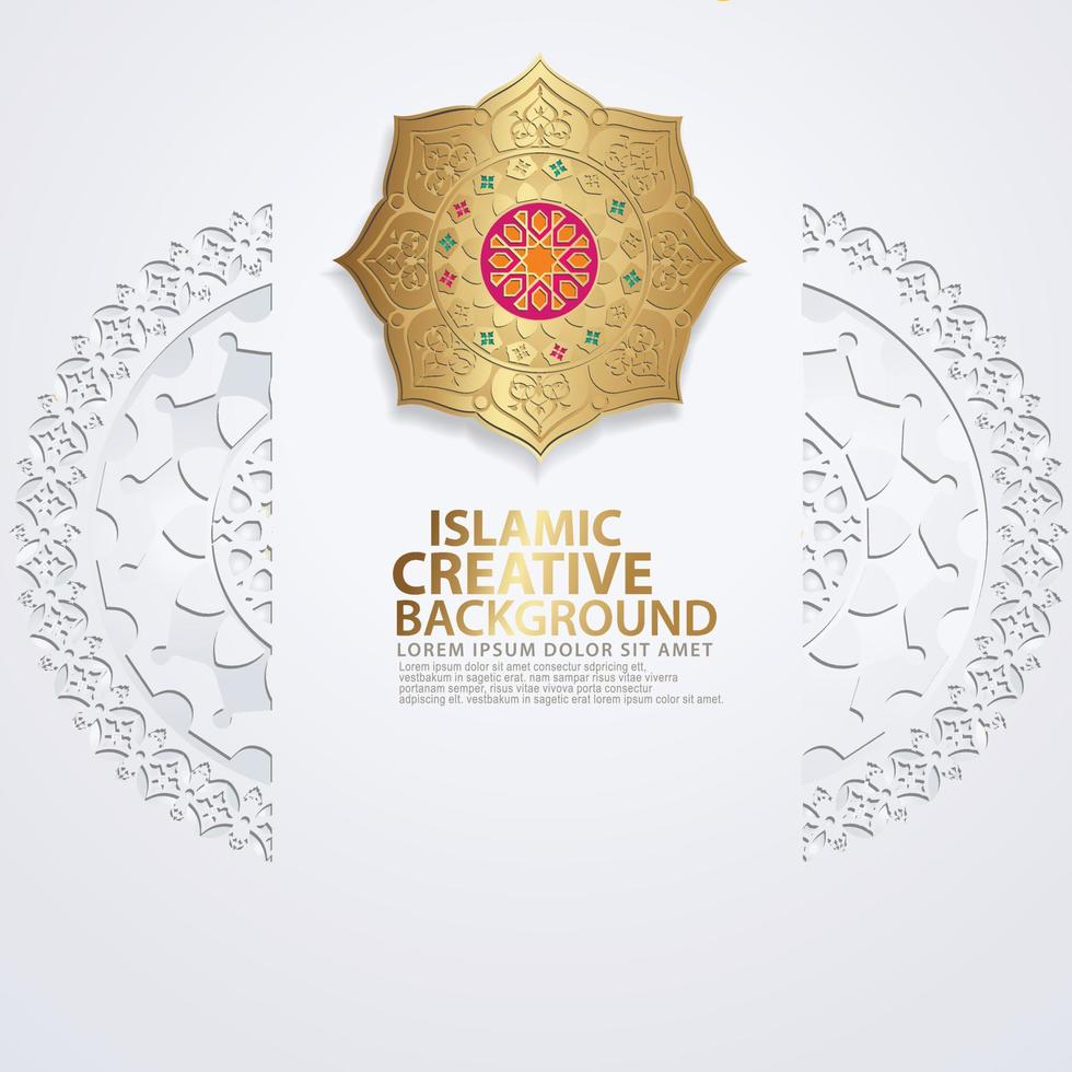 Islamic traditional wedding events and other users with realistic Islamic ornamental colorful detail of mosaic vector