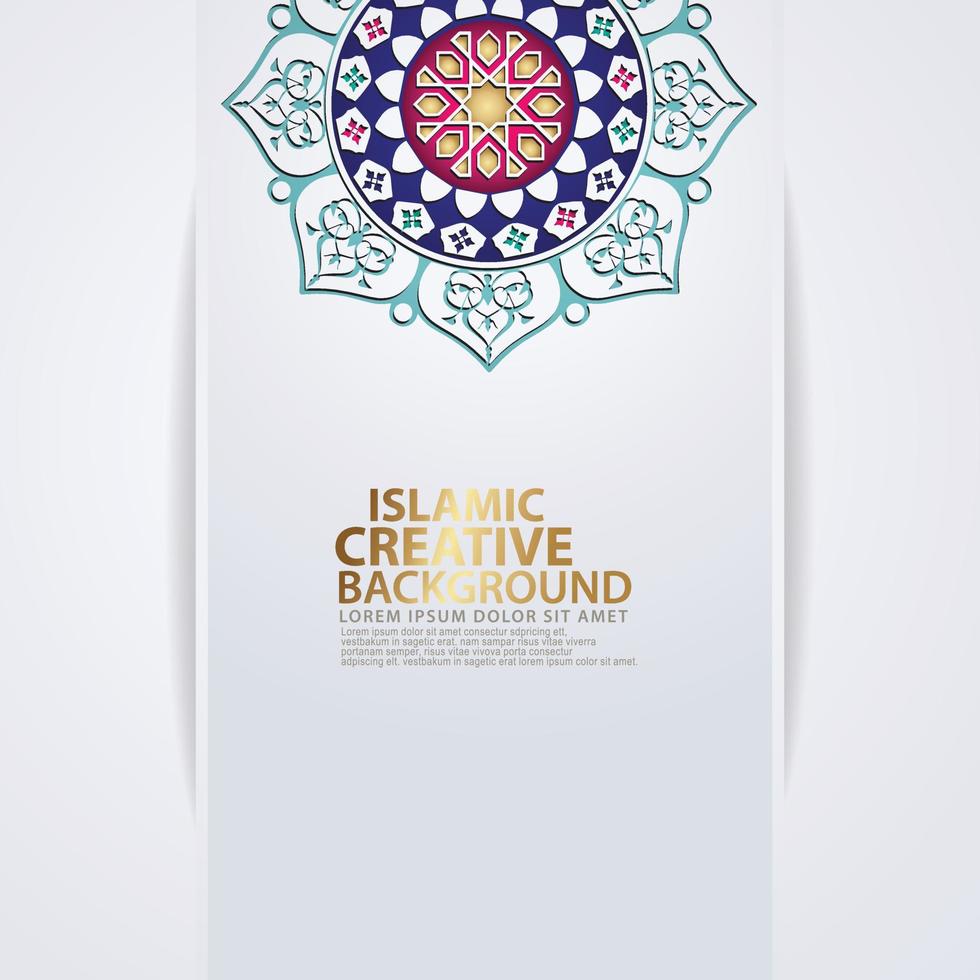 Islamic traditional wedding events and other users with realistic Islamic ornamental colorful detail of mosaic vector