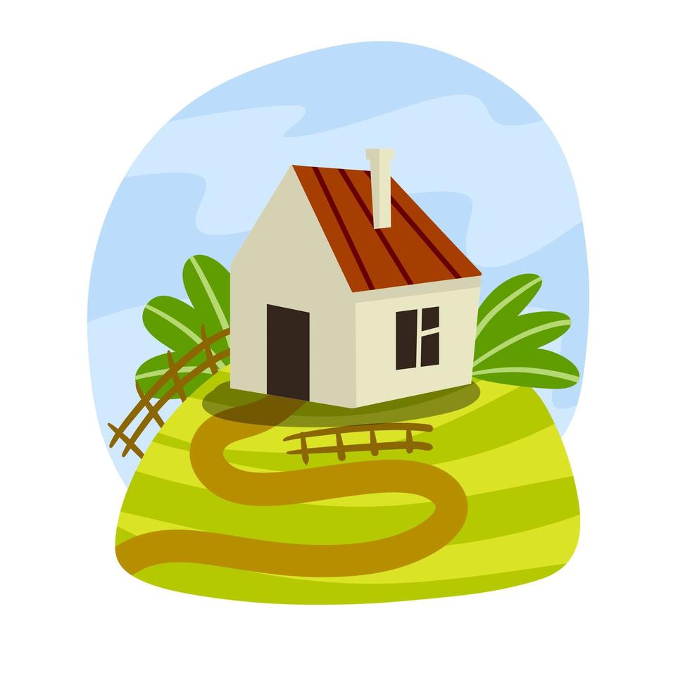 Village house. Rural white building vector