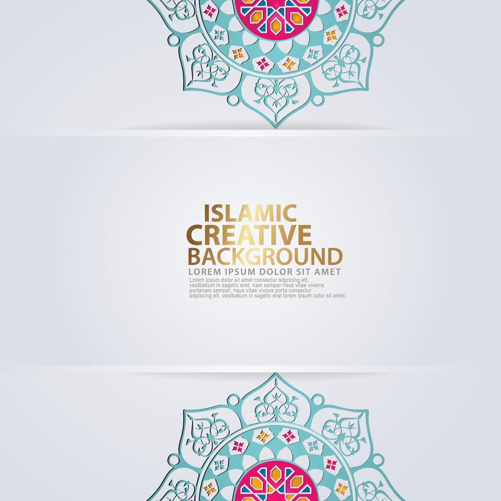 Islamic traditional wedding events and other users with realistic Islamic ornamental colorful detail of mosaic vector