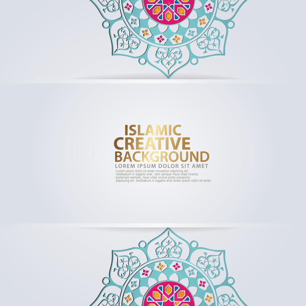 Islamic traditional wedding events and other users with realistic Islamic ornamental colorful detail of mosaic vector