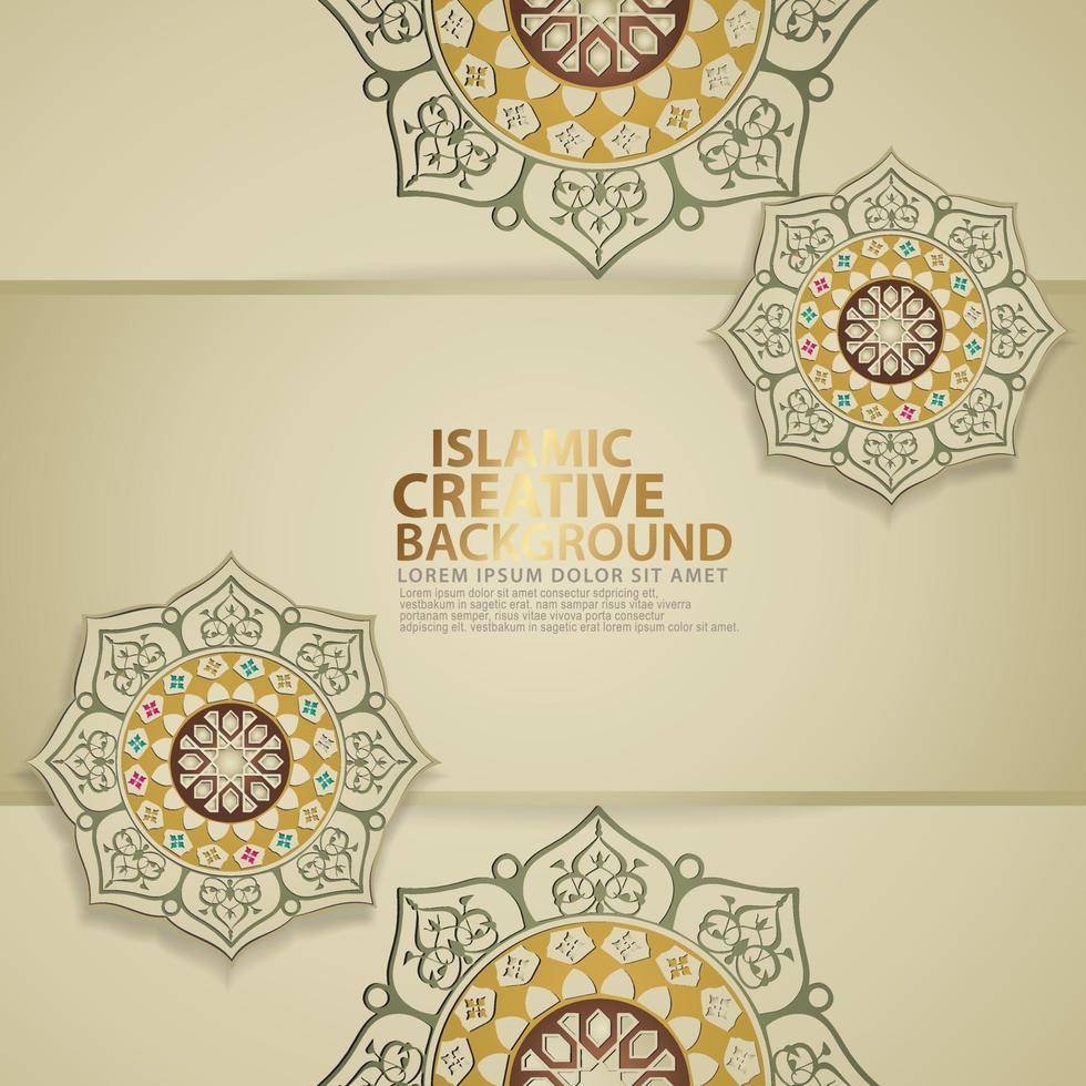 Islamic traditional wedding events and other users with realistic Islamic ornamental colorful detail of mosaic vector