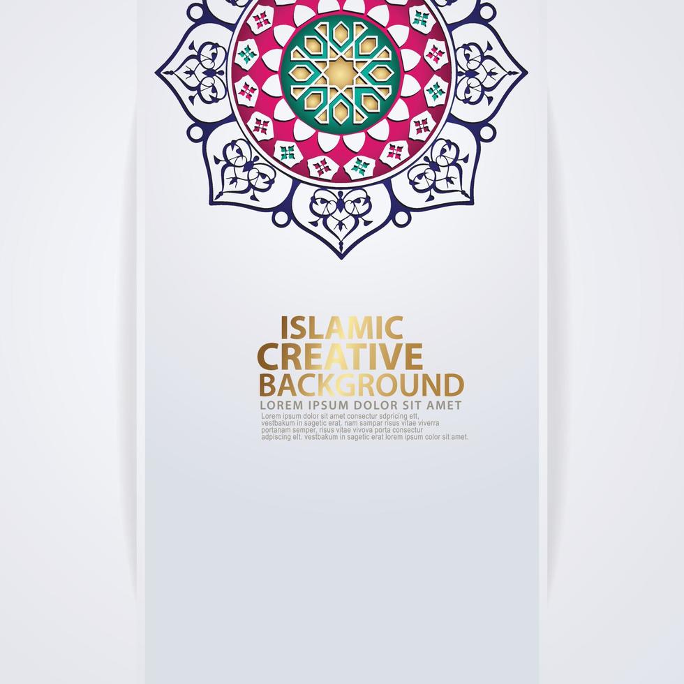 Islamic traditional wedding events and other users with realistic Islamic ornamental colorful detail of mosaic vector