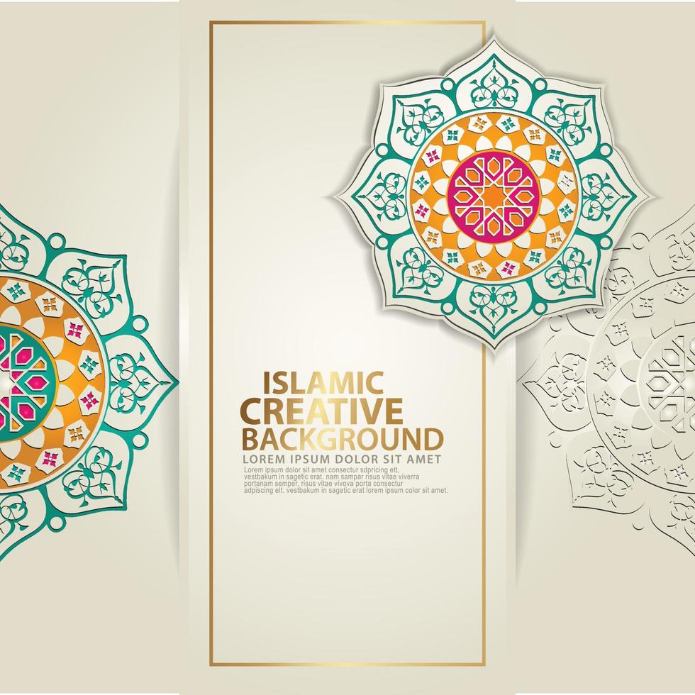 Islamic traditional wedding events and other users with realistic Islamic ornamental colorful detail of mosaic vector