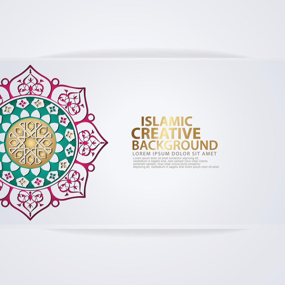 Islamic traditional wedding events and other users with realistic Islamic ornamental colorful detail of mosaic vector