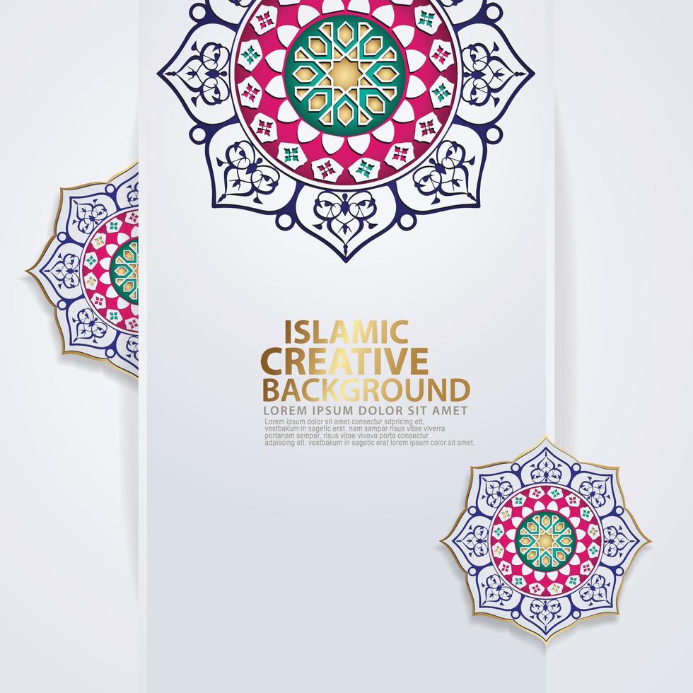 Islamic traditional wedding events and other users with realistic Islamic ornamental colorful detail of mosaic vector