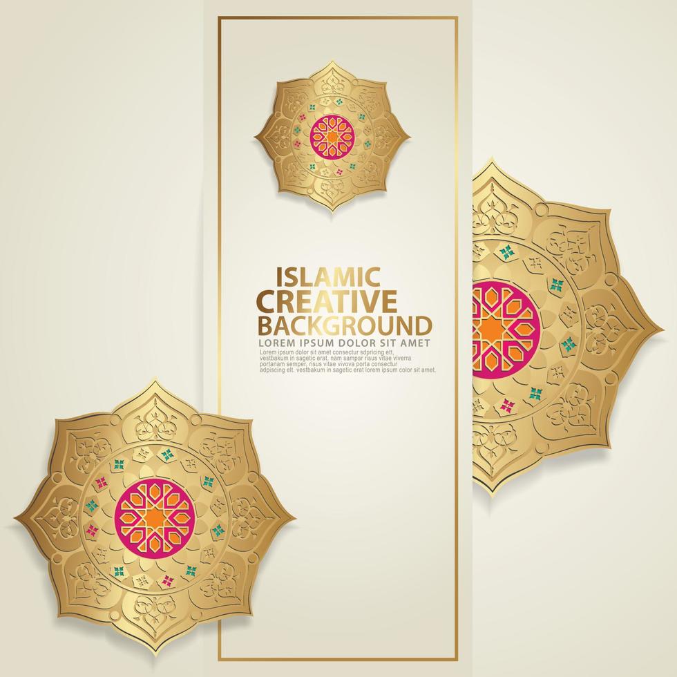 Islamic traditional wedding events and other users with realistic Islamic ornamental colorful detail of mosaic vector