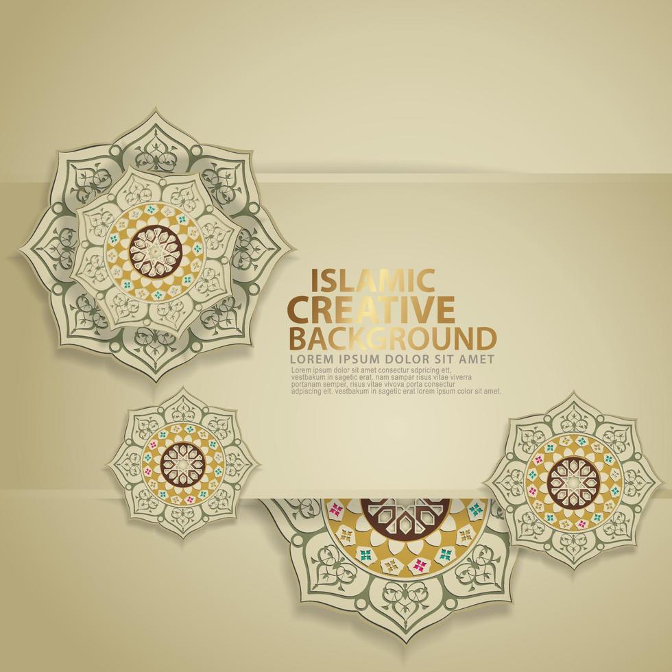 Islamic traditional wedding events and other users with realistic Islamic ornamental colorful detail of mosaic vector